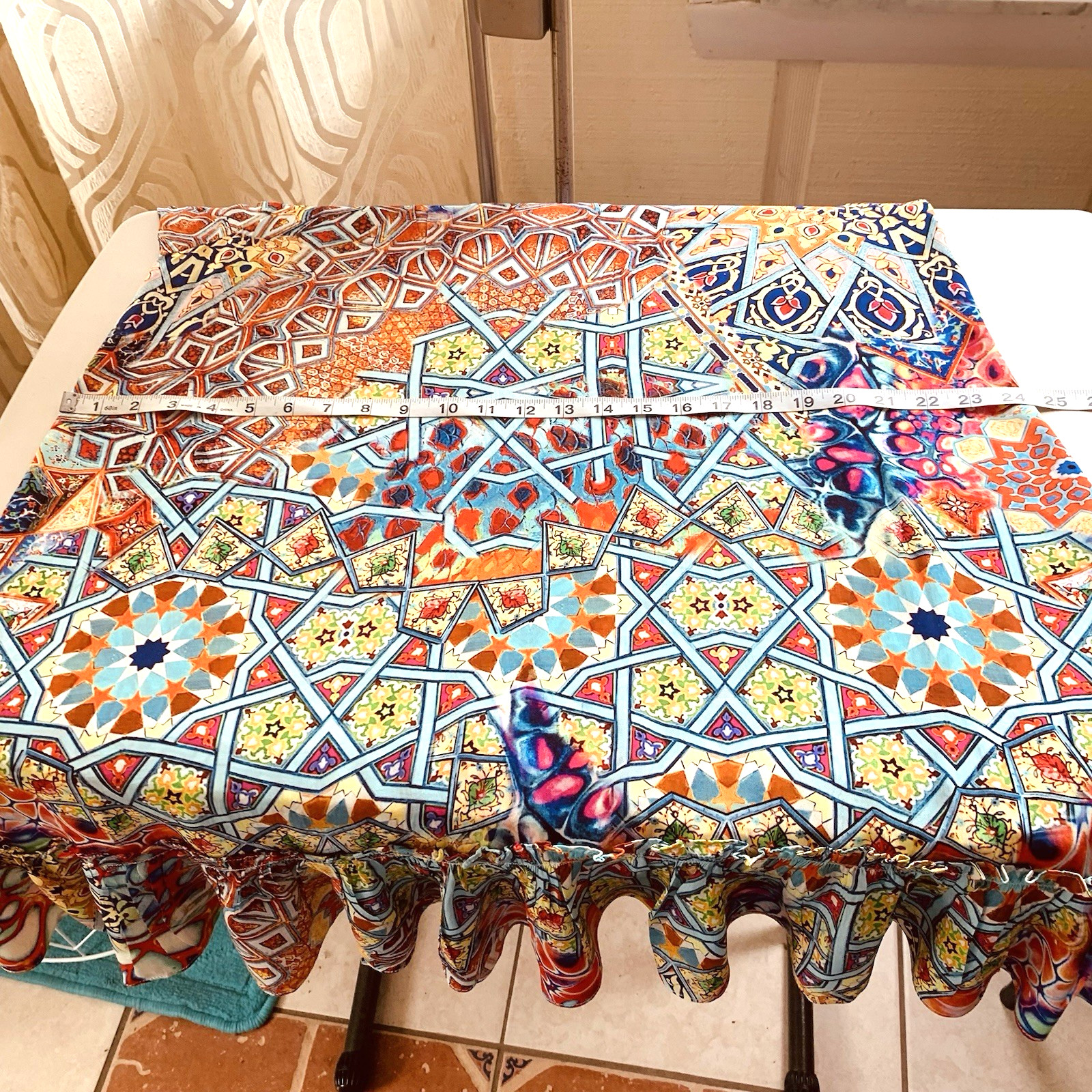 True Colours by La Moda Multi Color Mosaic Boho Silk Dress Size S/M