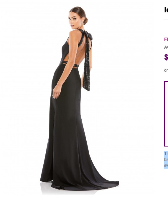 MAC DUGGAL 26262I EXPOSED BACK SEQUIN BOW BLACK GOWN sz 6