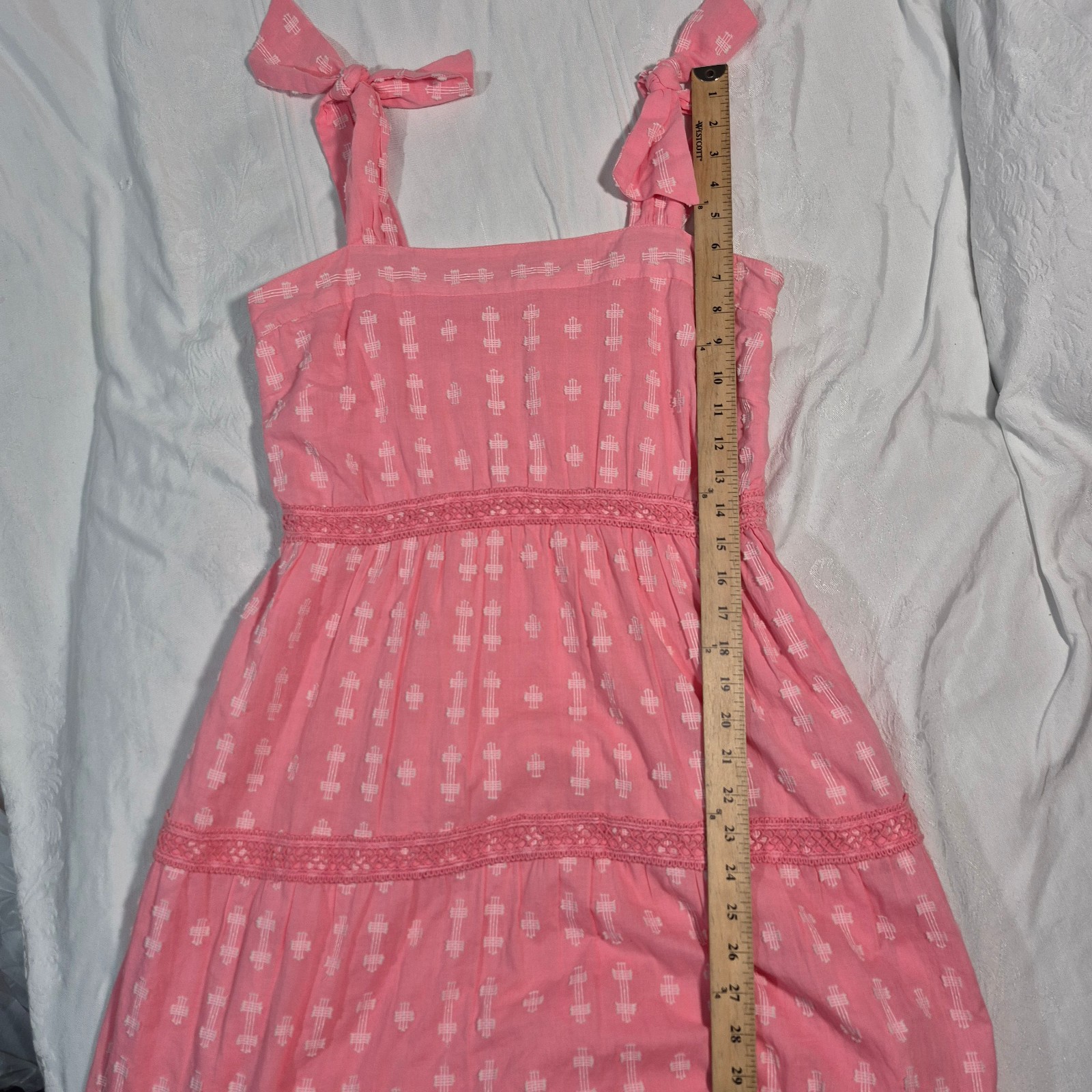 EMILY MCCARTHY MAXI DRESS SLEEVELESS GEOMETRIC EMBROIDERED PINK SIDE ZIP SMALL
