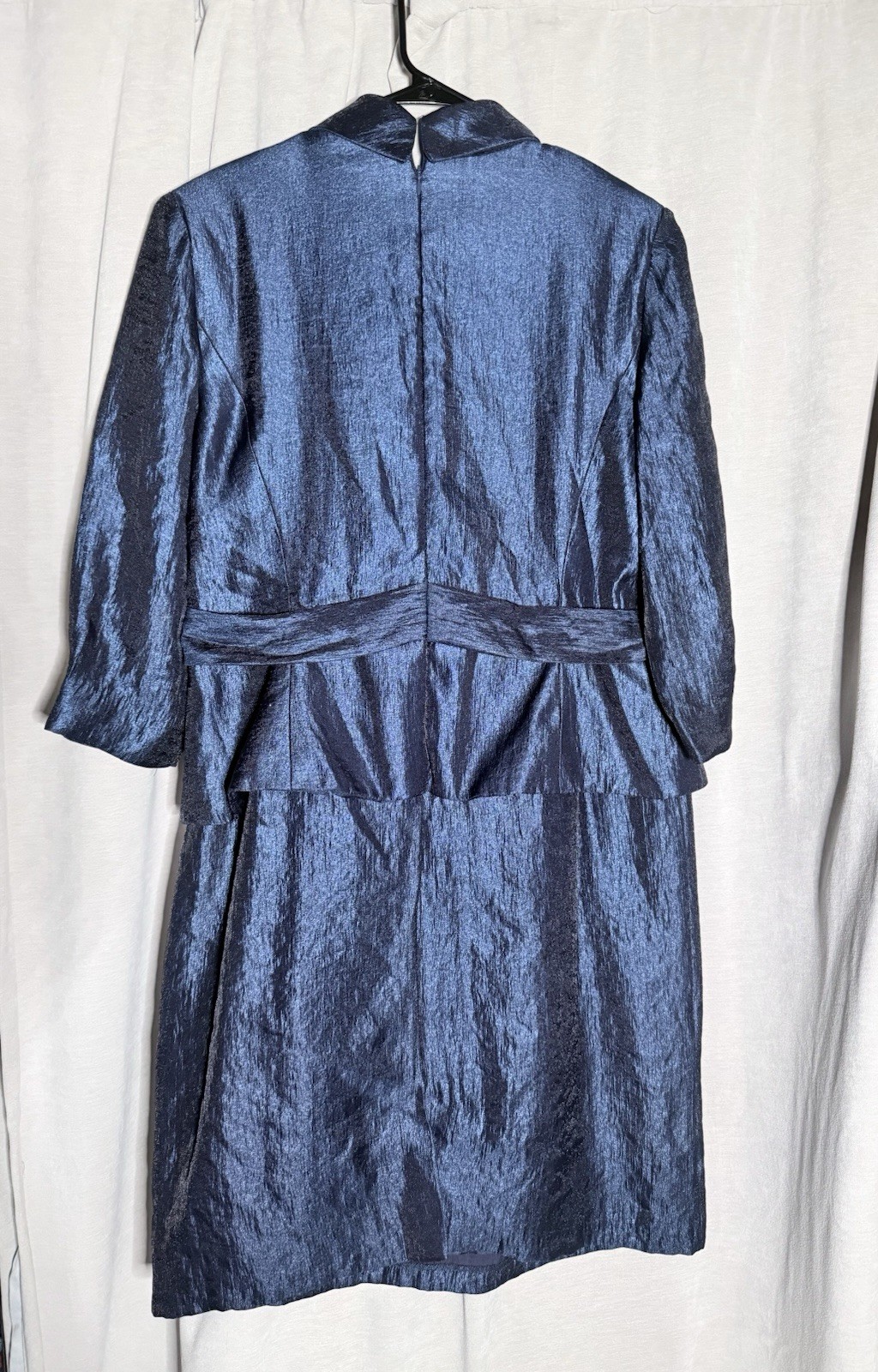 NOX Anabel Metallic Blue Wrap Dress Rhinestone Buckle Size 10