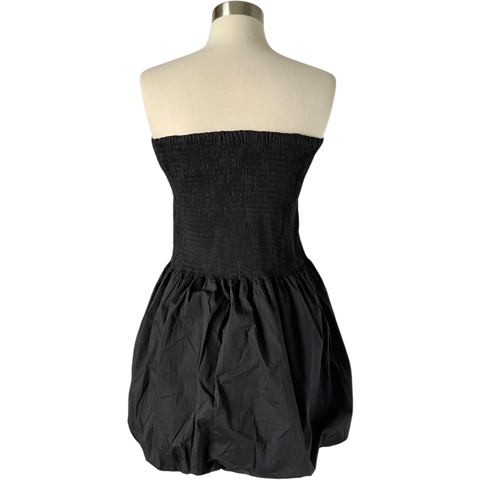 Simon Miller Via Mini Dress L Black Cotton Smocked Strapless Bubble Hem