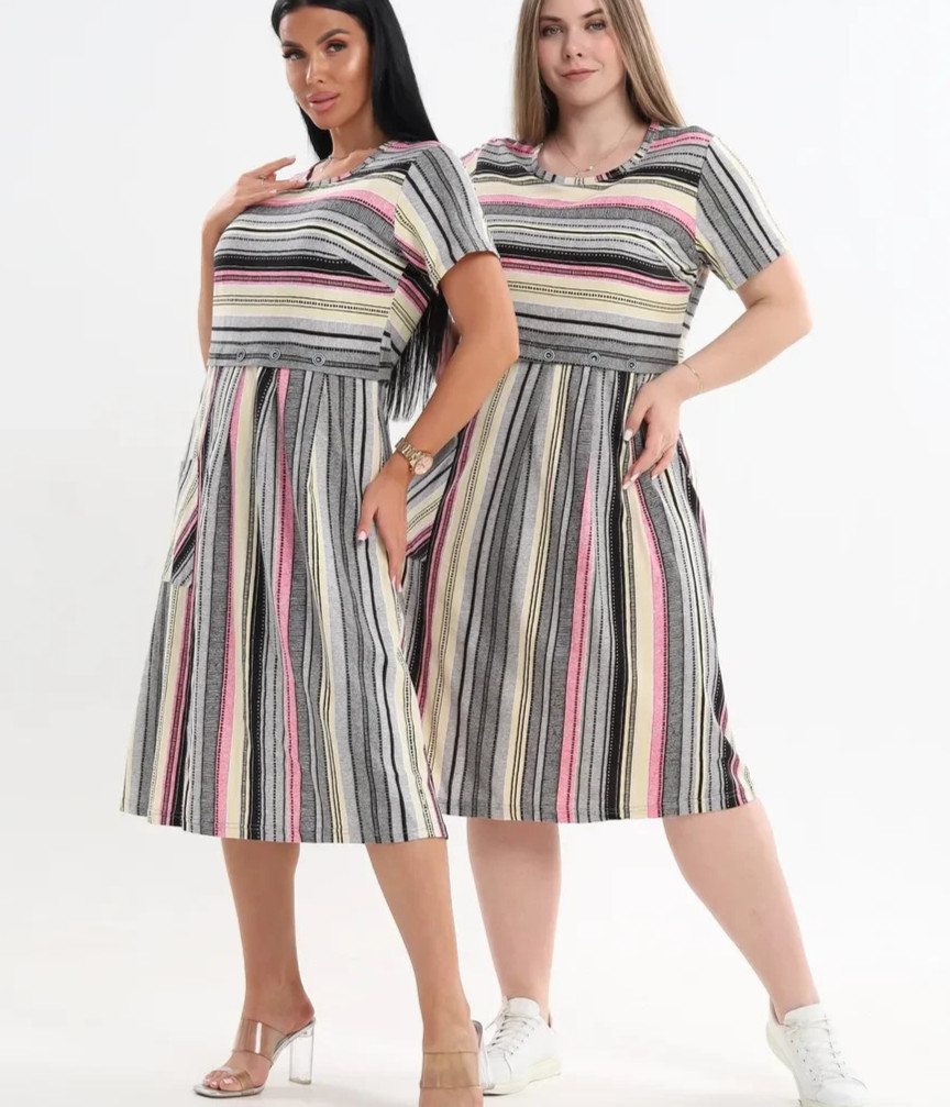 Womens 2XL Gray Cotton Knit Short Sleeve Casual House Dress Print Lounge Dress