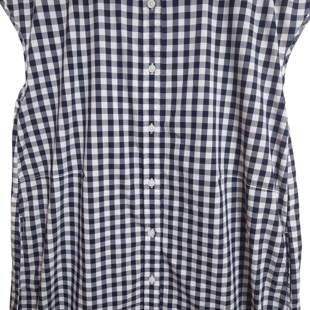MUJI Gingham Check Dress L Black White A Line with Pockets
