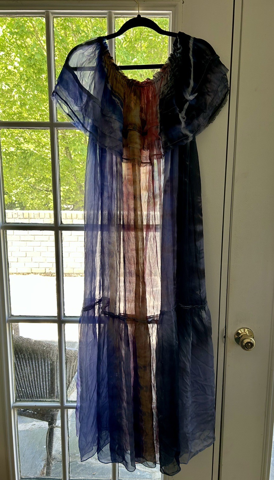 Raquel Allegra Jewel Toned Dress Ethereal Silk Maxi Tie Dye Size 2 (Medium)