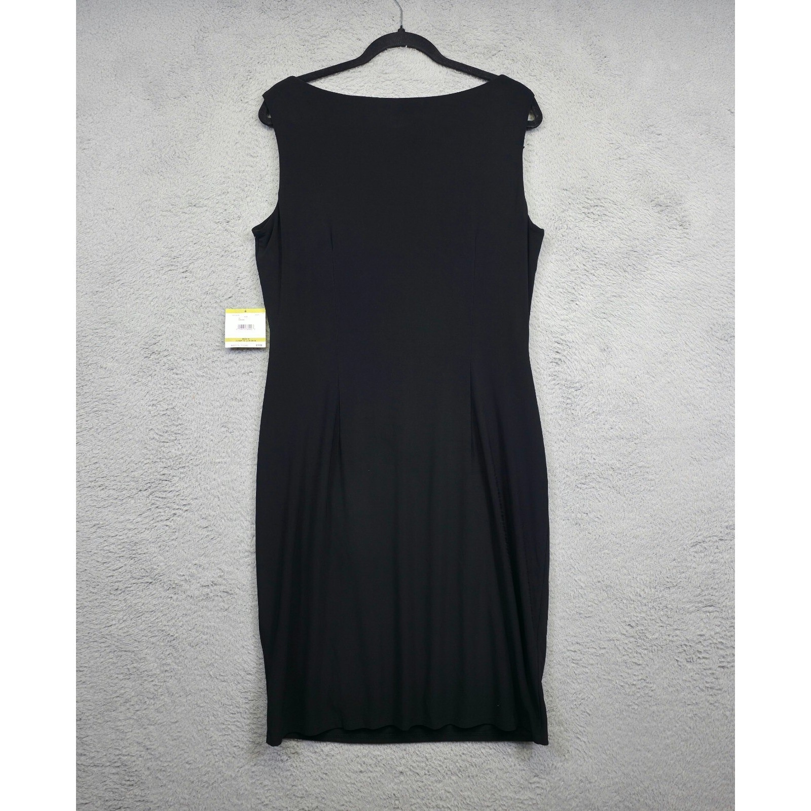 Anne Klein Dress Womens 14 Black Draped Ruched Minimalist Cocktail Party Evening