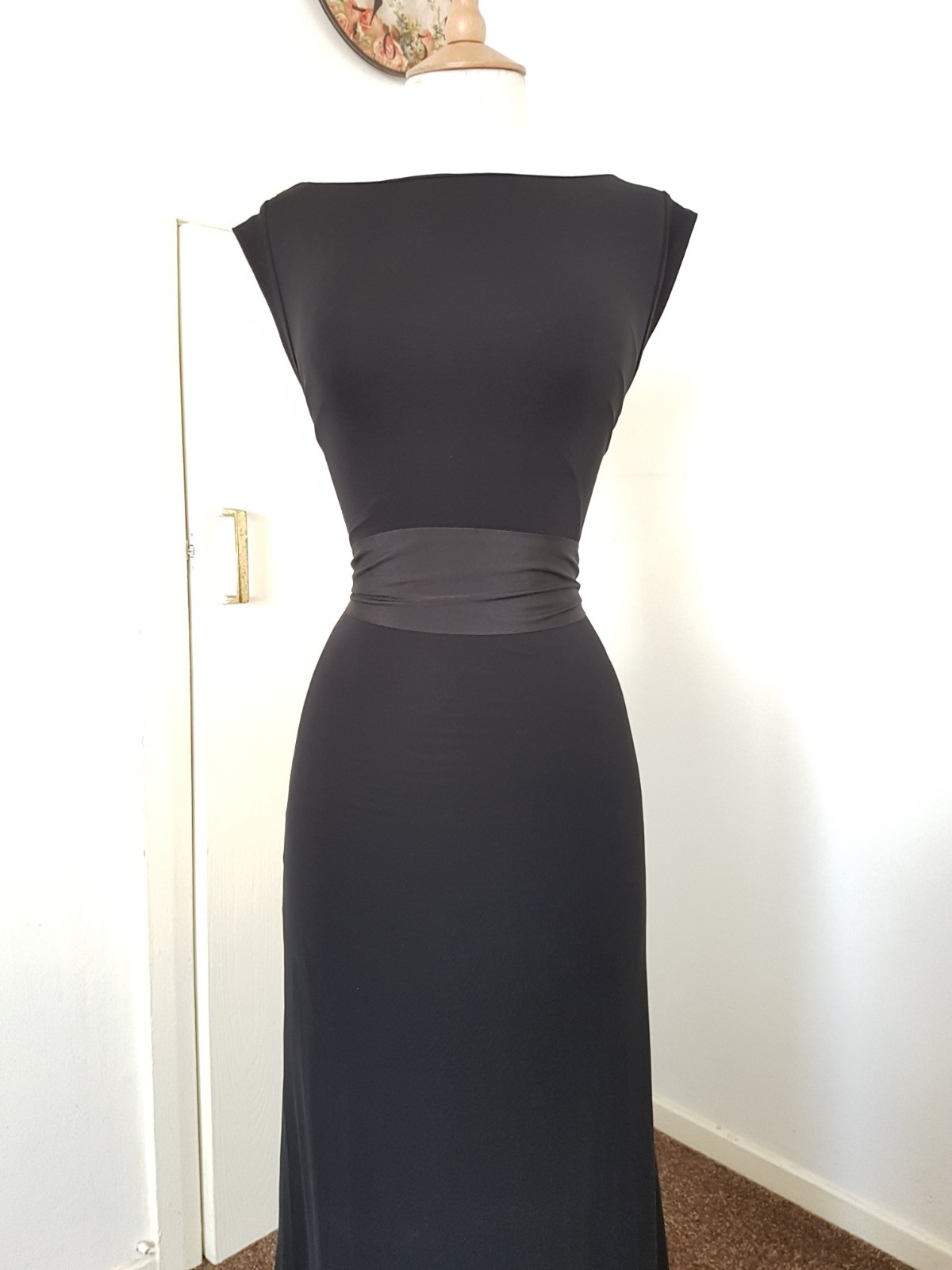 COAST dress size 12 black cowl maxi long evenin grecian Prom party wedding Guest