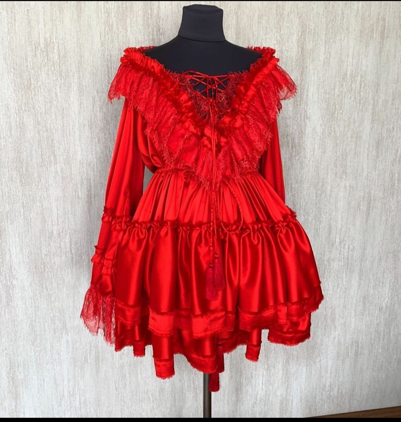 Red custom Silk dress