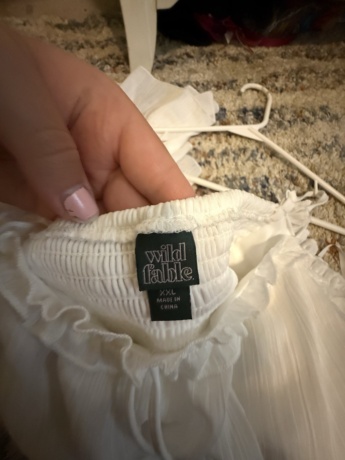 Wild Fable White Solid Mini Sundress Smocked Ruffle Strappy Chiffon XXL