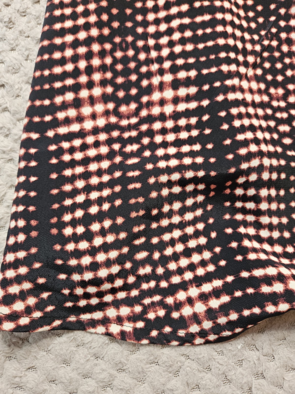 M&S Per Una Dress Geometric Print Long Puff Sleeve Pockets Pink/Black Size UK 8