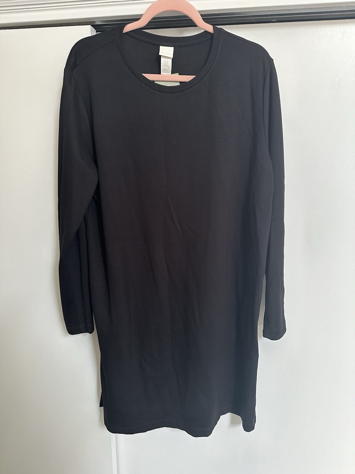 H&M Basics 3/4 To Long Sleeve knit Knee Length Black SZ XL Dress NWT