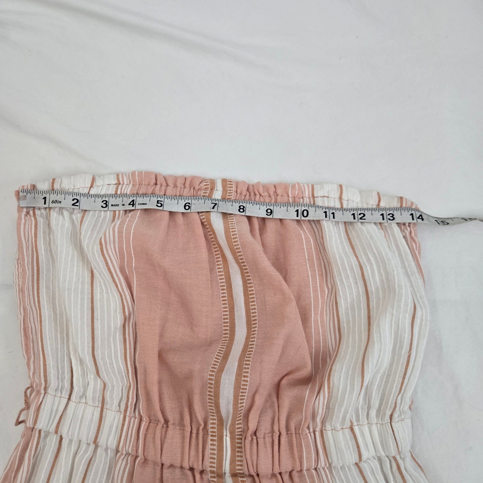 Splendid Collection XS Strapless Jumpsuit Stripe Wide Leg Frayed Hem No Belt