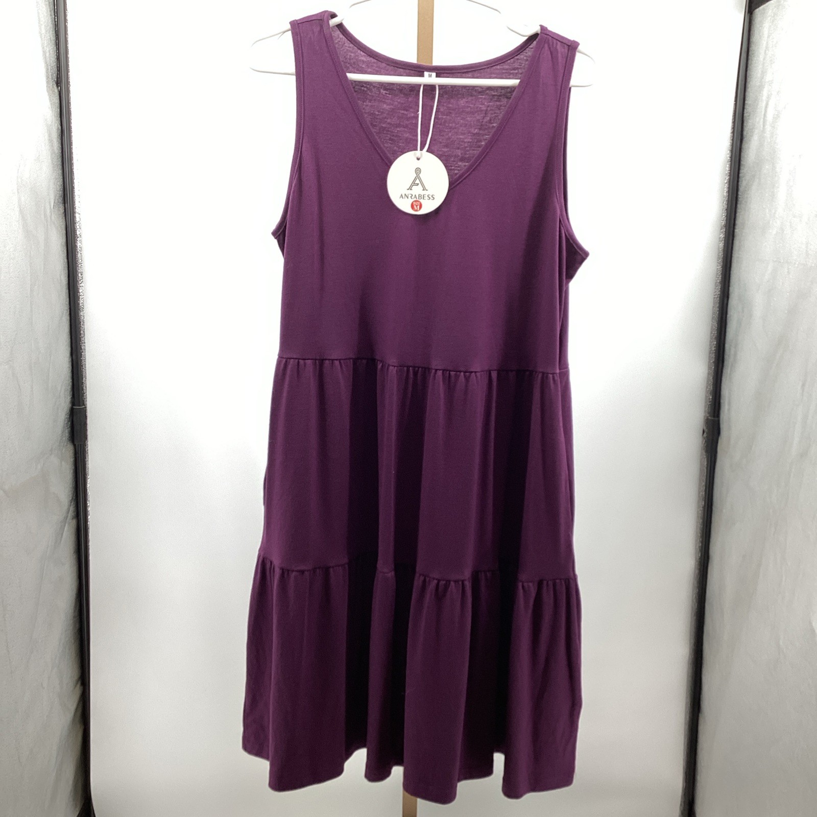 359. ANRABESS Women’s Casual Tank Minidress W/Pockets in Purple Size Medium NWT