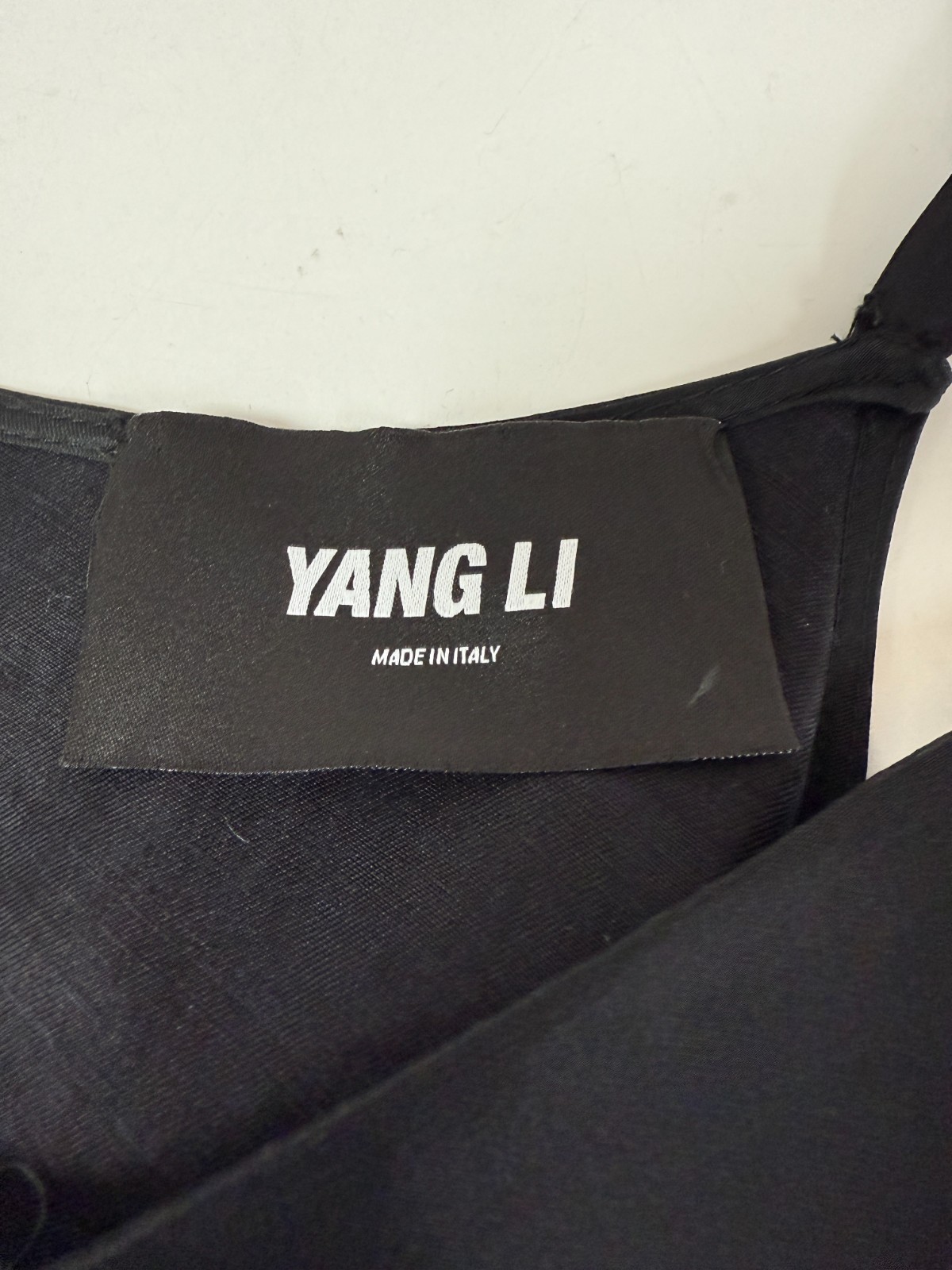 Yang Li Italy Black Silk Cotton Raw Edge Maxi Slip Dress Gown Sz M