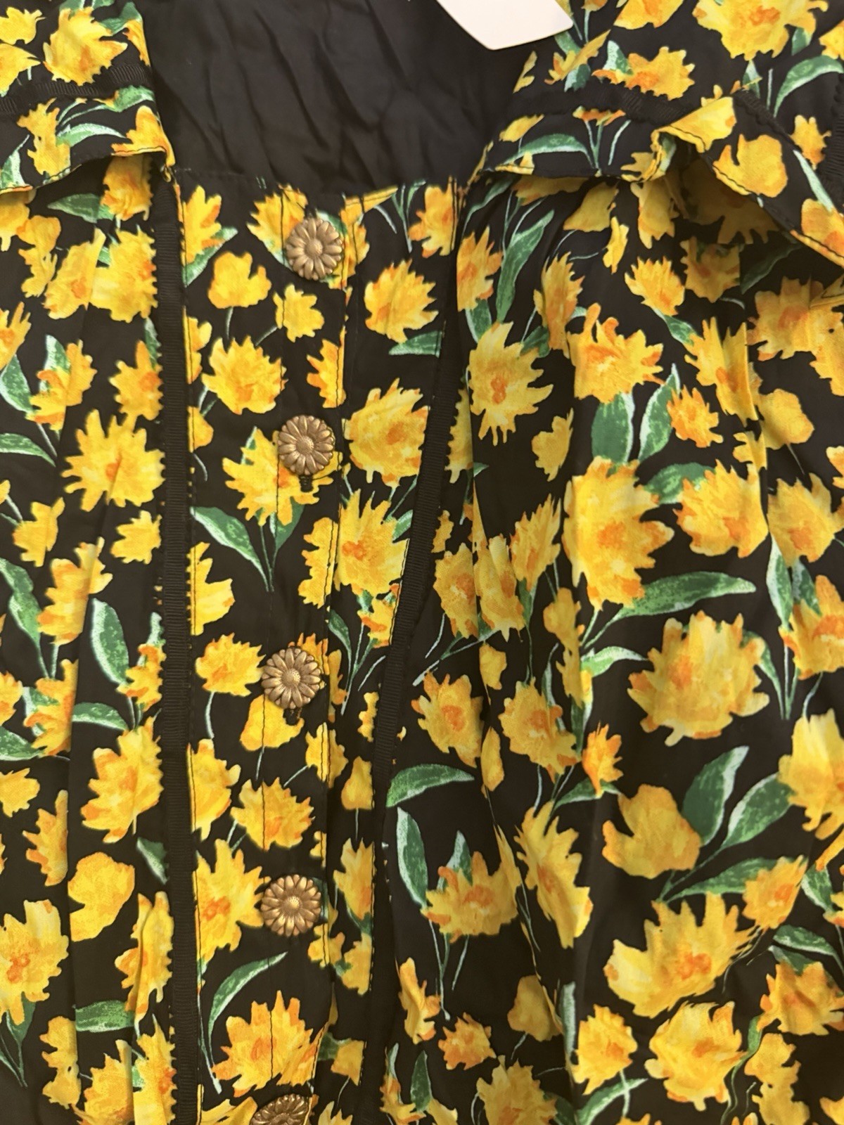 Maeve by Anthropologie Women’s S Black/Yellow/Green Floral V-Neck Sundress