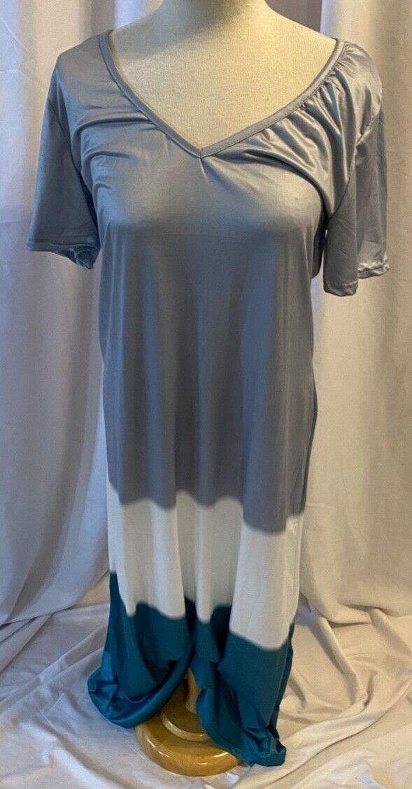 New! Women’s XL Maxi Dress Multi-Colored Grey, White, Green Classic Everyday