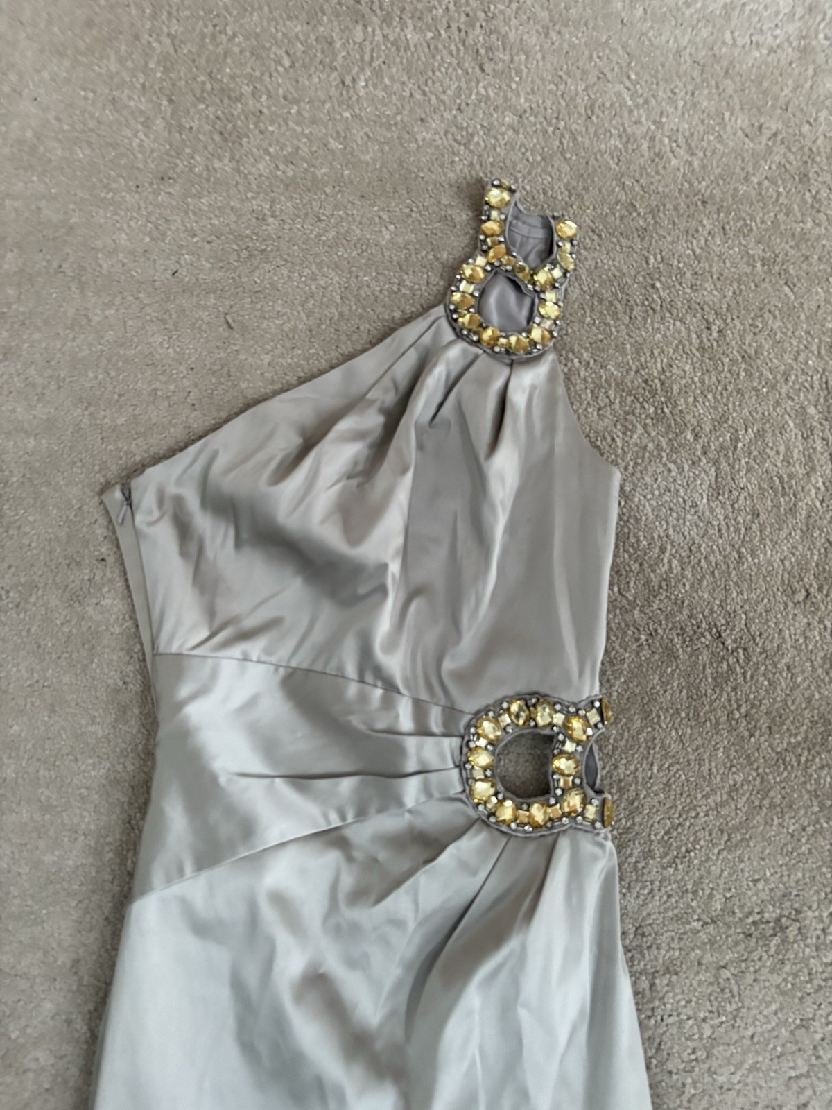 Jane Norman silver & jewel maxi dress with cut out sides