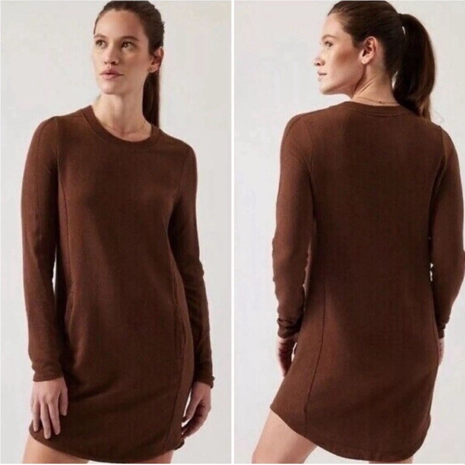 Women’s Athleta Large Rust Colored Modal/Polyester/Lycra Spandex “Balance Dress”