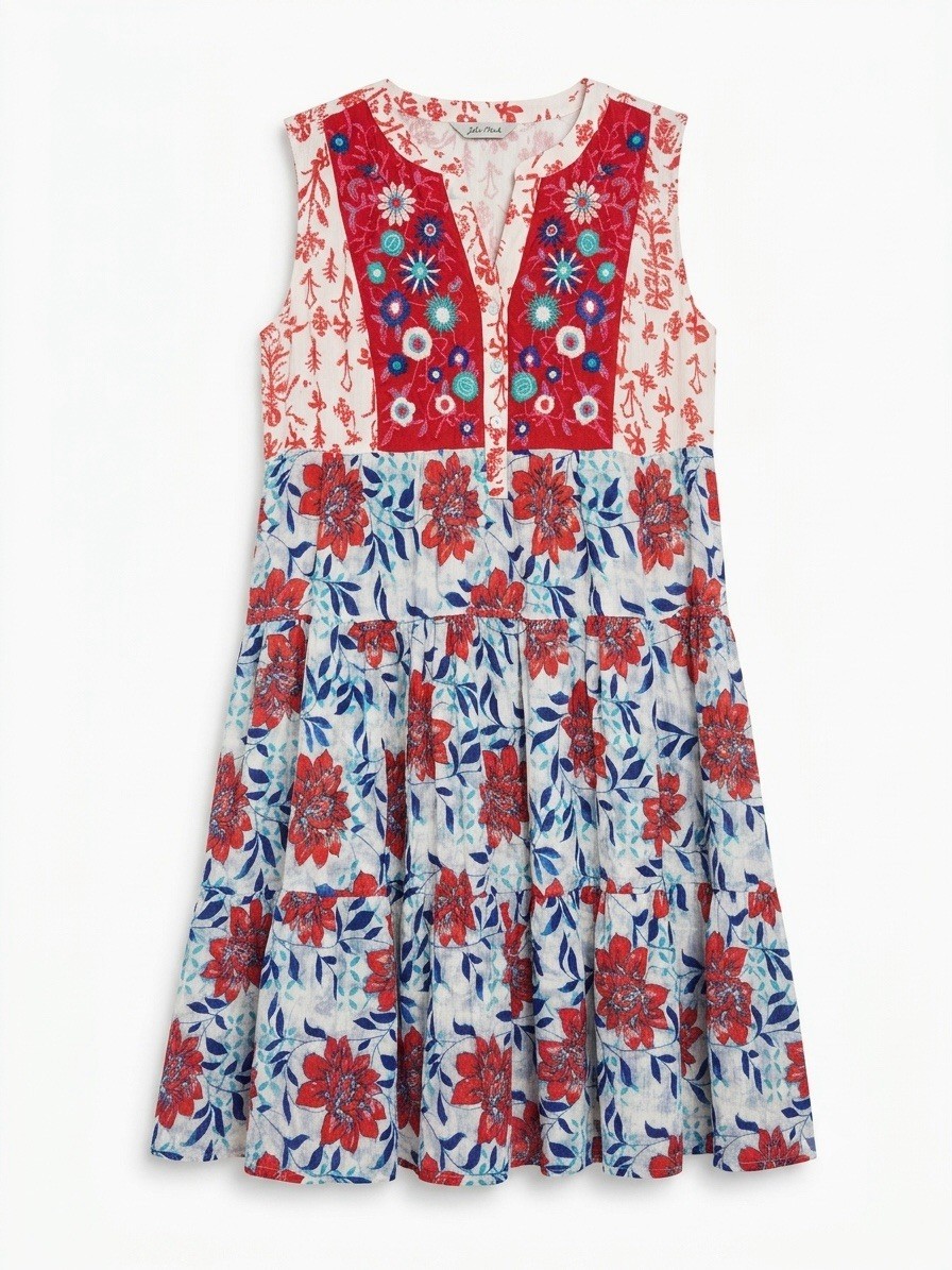 John Mark Midi Large Embroidery Floral Boho Summer Designer Earthy Art Hippie