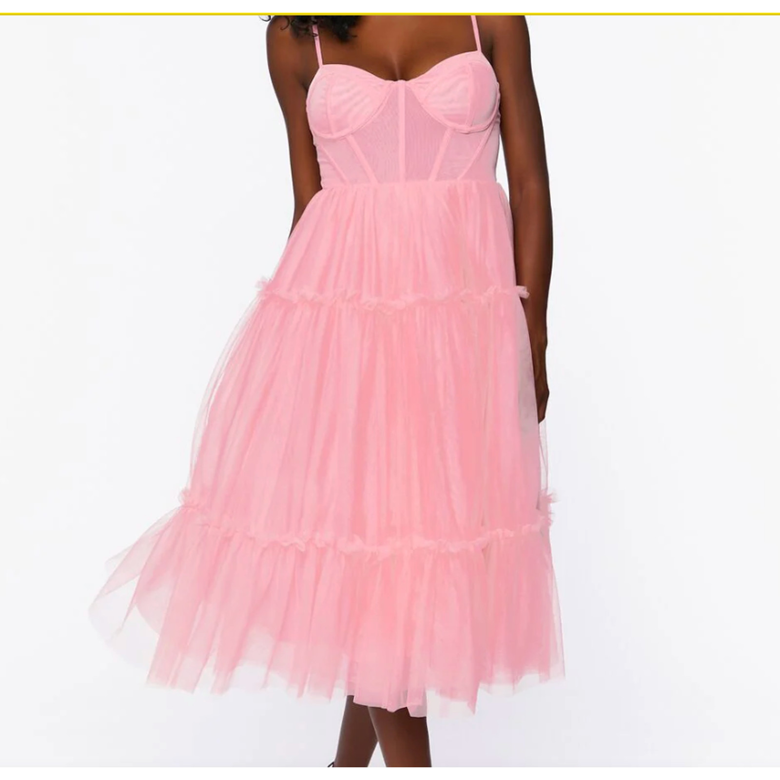 Forever 21 Tulle Ruffled Bustier Dress Womens Small Pink Fairy Whimsy Delicate