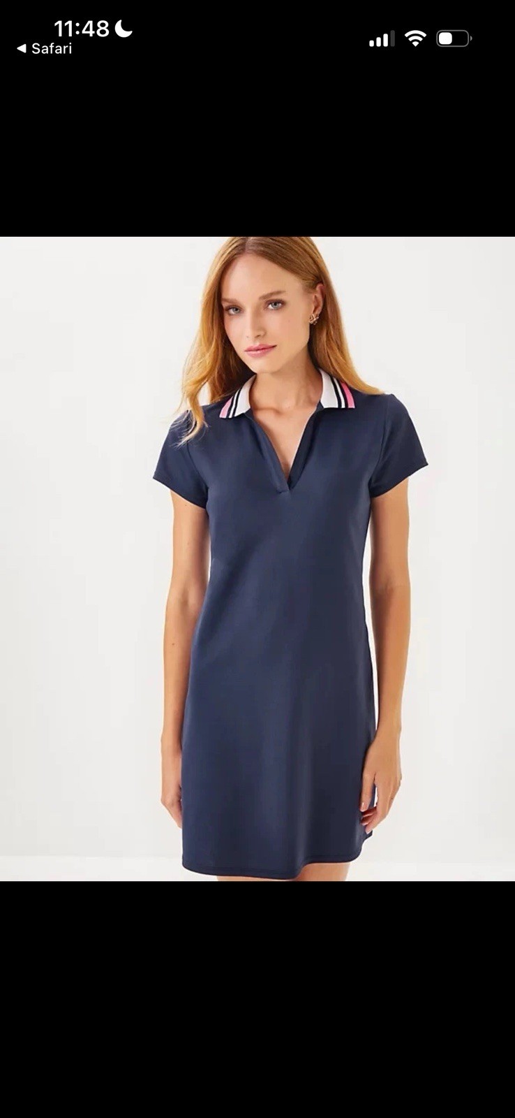 LILLY PULITZER True Navy Blue UPF 50+ Luxletic Cayo Costa Polo Dress XS