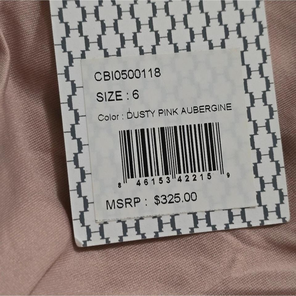 Halston Heritage Asymmetrical Ruched Midi Dress Dusty Pink Aubergine Size 6