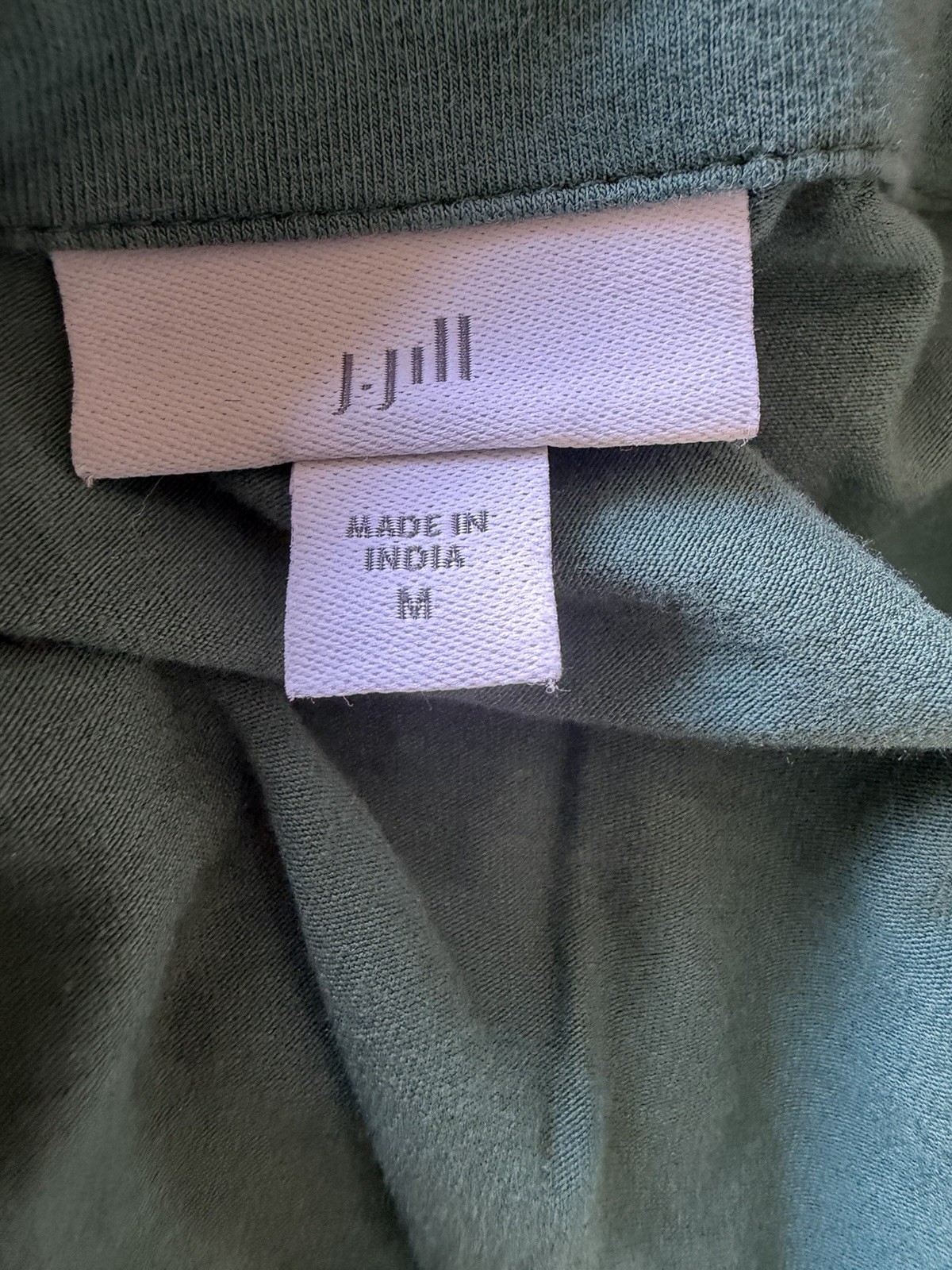 J.Jill Green Solid A-Line V-Neck Button Front Knit Dress 3/4 Sleeve M