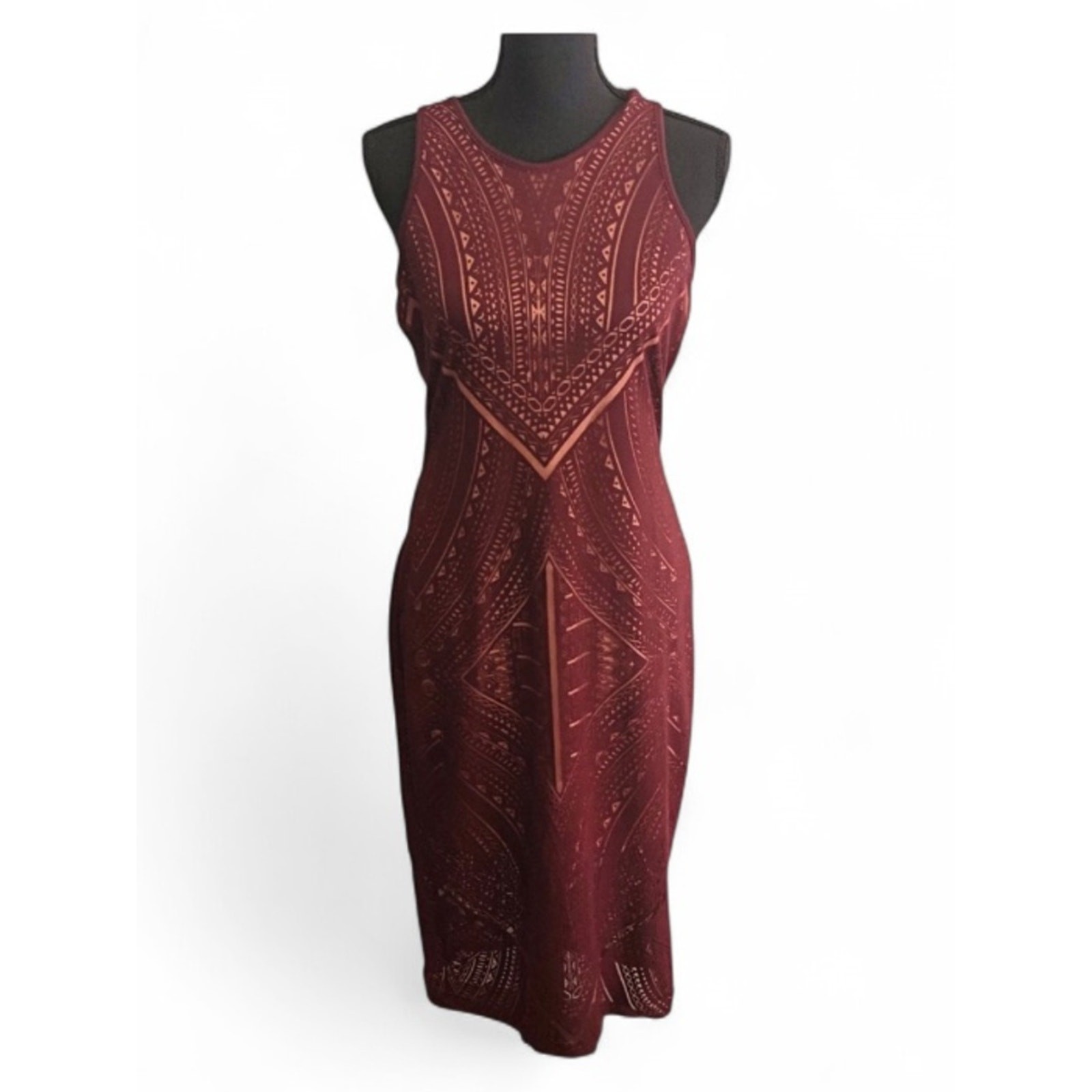 Mossimo Supply Co. Sleeveless Burgundy Geometric Maxi Dress size M