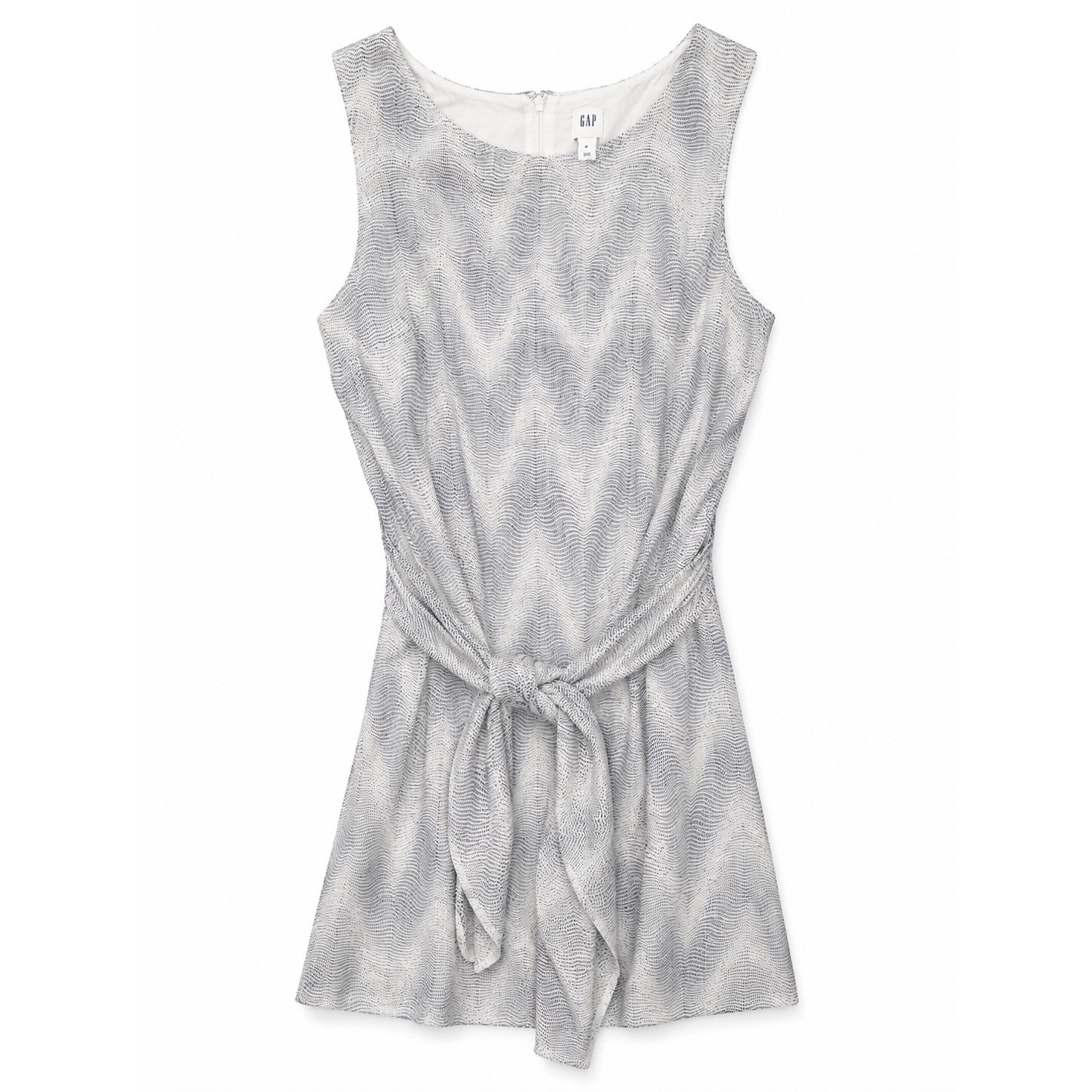 GAP Grey White Chevron Preppy beach modern Tie Front Sleeveless Mini Dress M