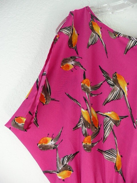 Ya Los Angeles Short Sleeve Size M Pink Multicolor Birds Summer Tunic Dress