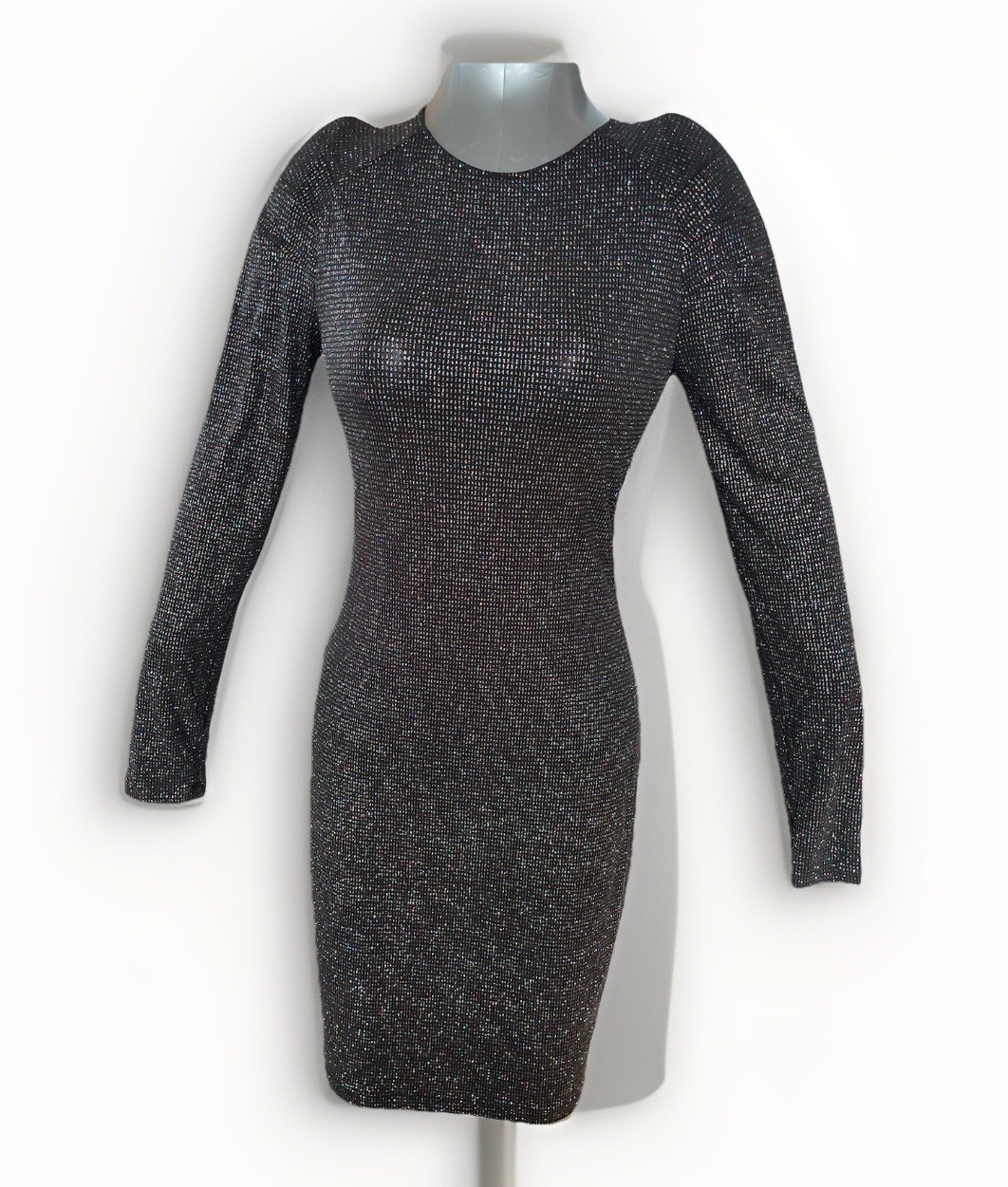 Opening Ceremony Elegant Black Sparkle Dress mini long sleeve size Large