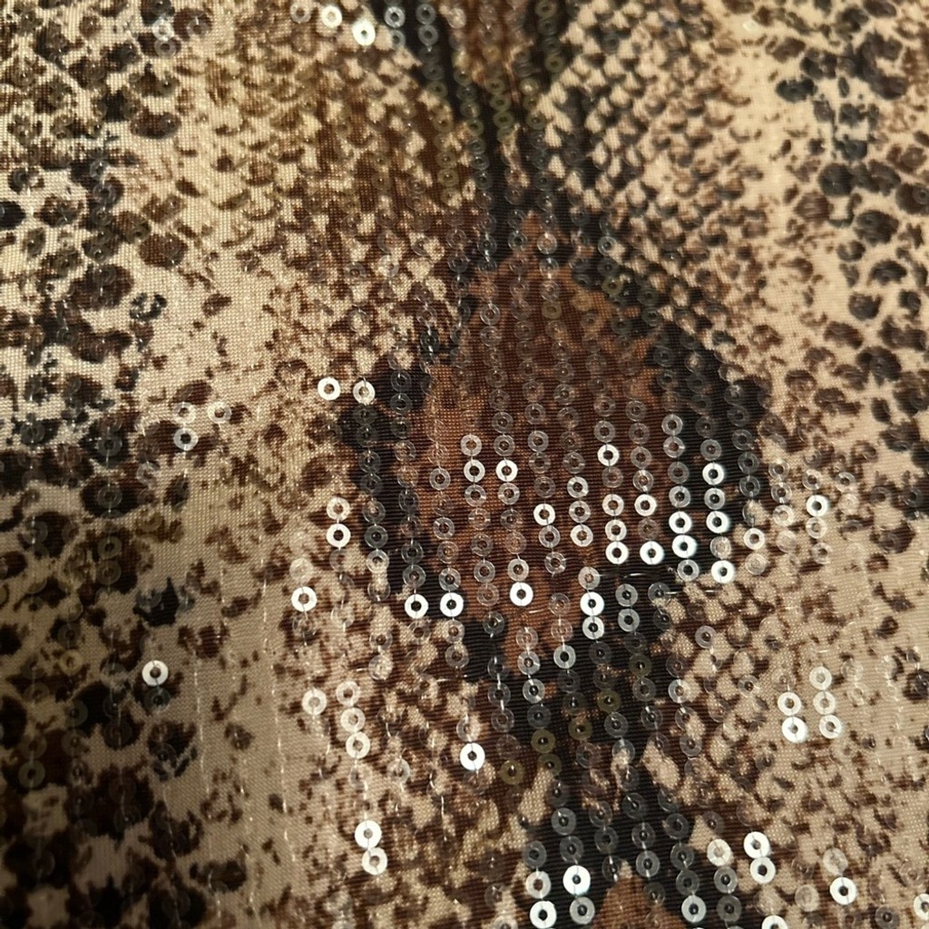 Wild Fable Snake Print Sequin Midi Skirt XXS | Brown Animal Print | Y2K Glam | N