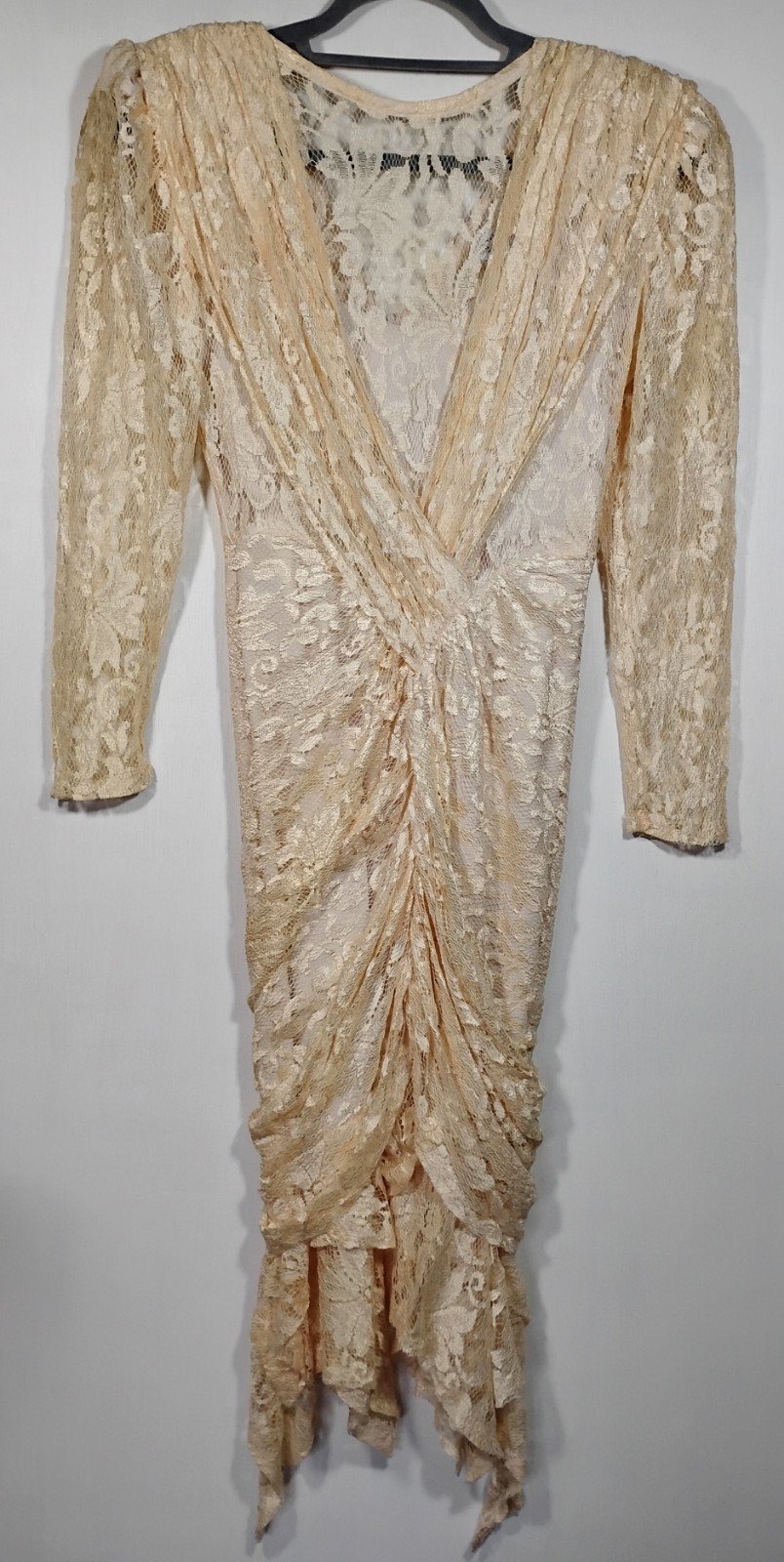 Ala Carte Women’s Dress No Size Tag Champagne Color Lace Back Zipper. AC6