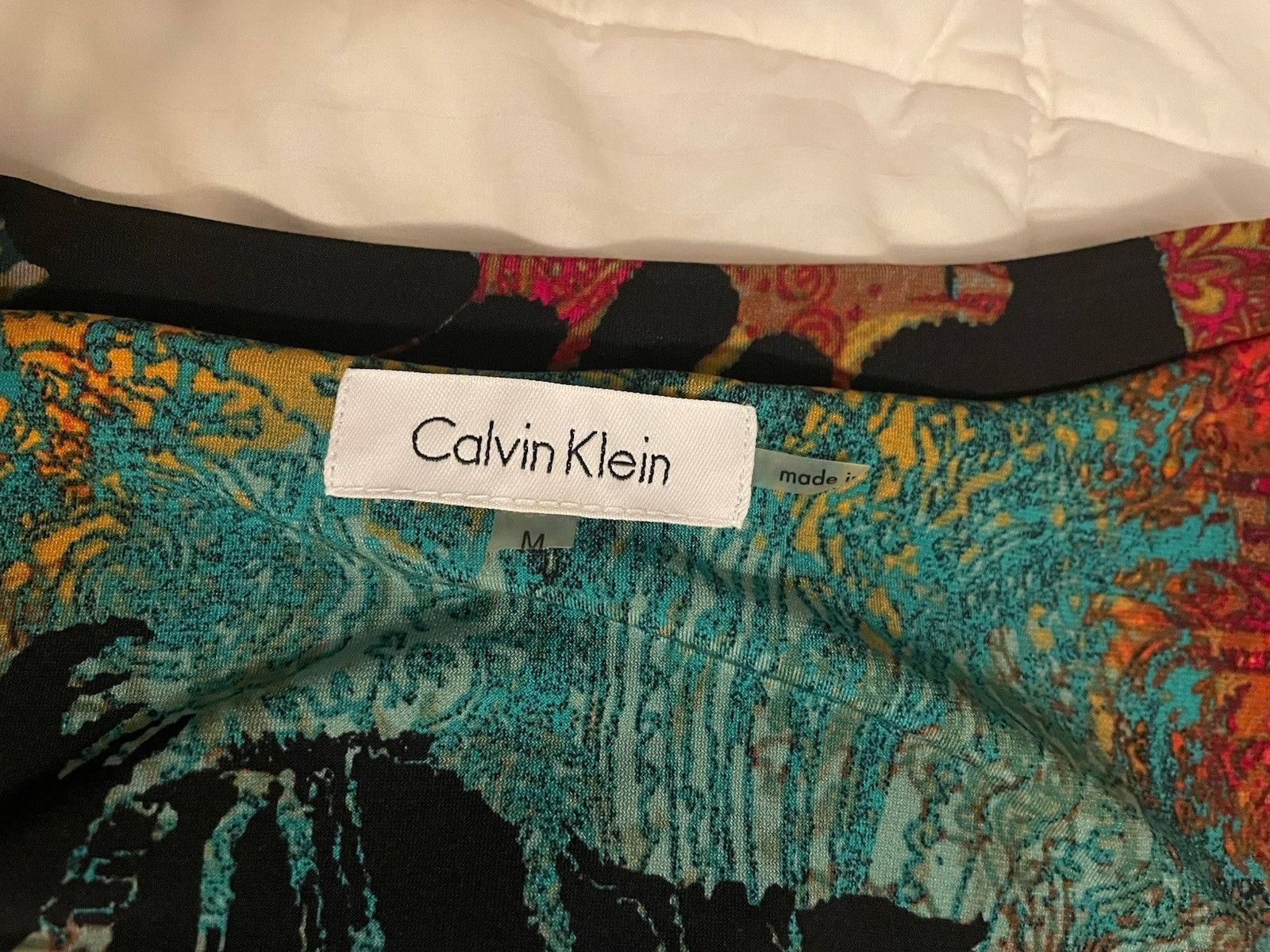 Calvin Klein Dress Multi Funky Below The Knee Size Medium Used Good Condition