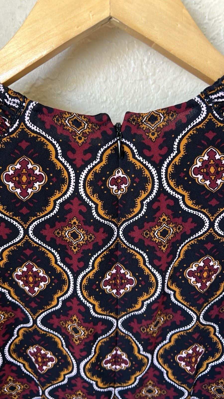 A.L.C Alexa Silk Brown Pattern Bell Sleeve Dress