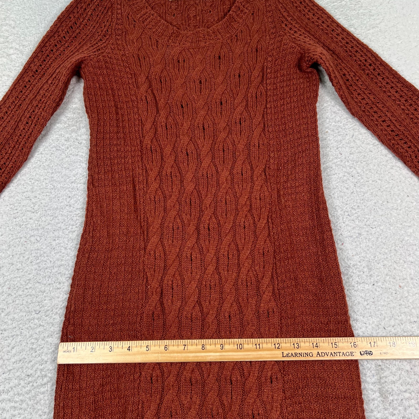 Anthropologie Sparrow Cable Knit Sweater Dress Women XS Wool Cashmere Blend Rust