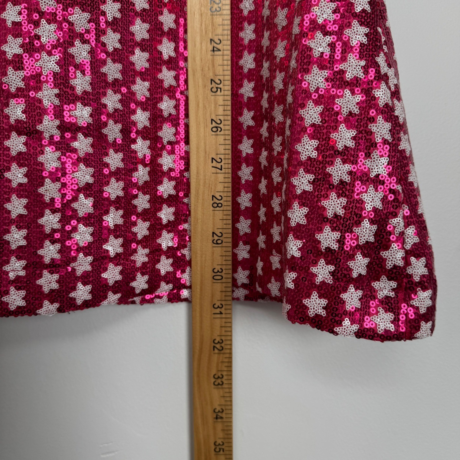 Queen of Sparkles Pink Sequin Star Mini Dress Puff Sleeve Square Neck XS