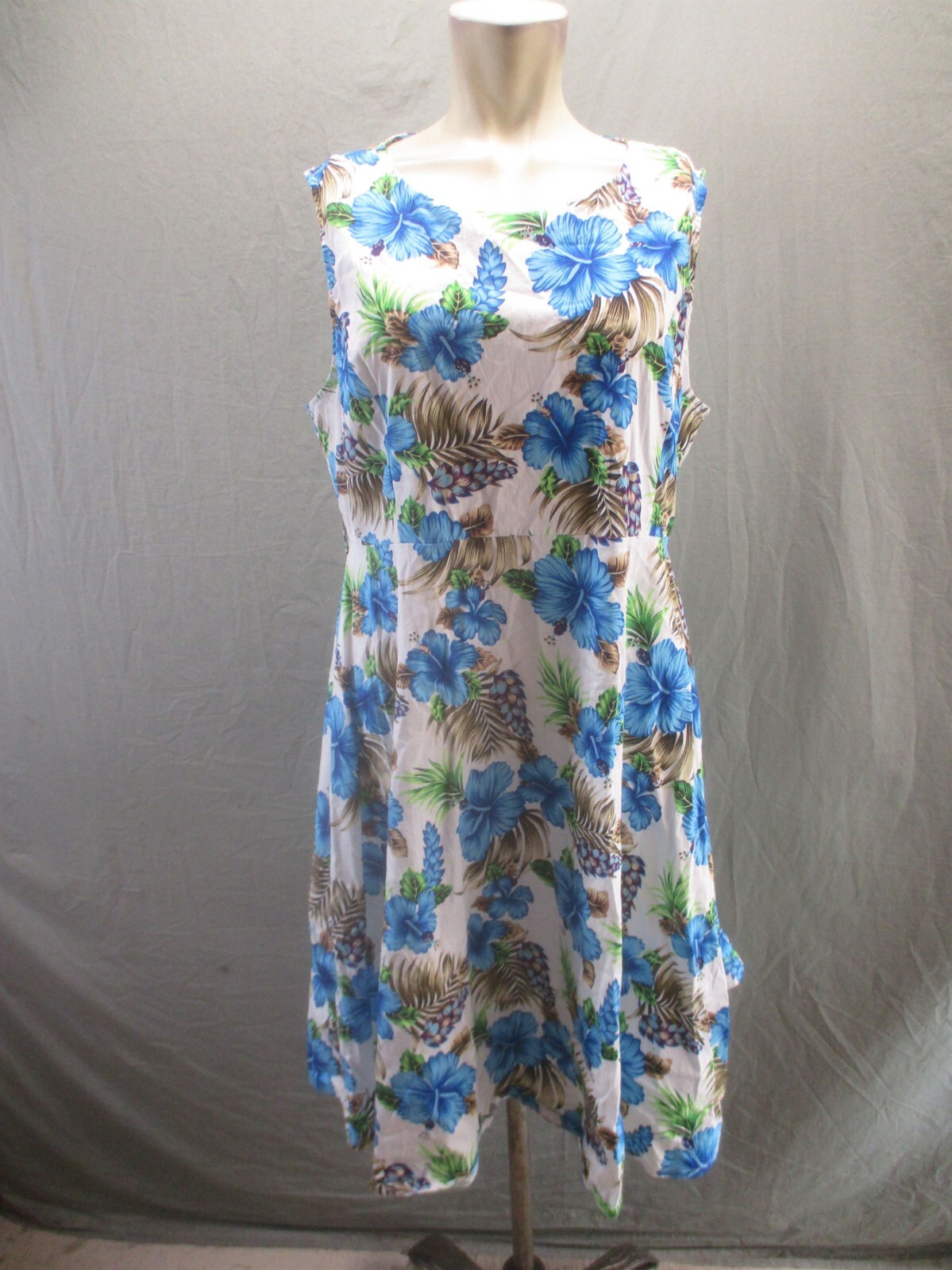 NWT YEOKOU Size 2XL Womens Floral 100% Cotton Back Zip A-Line Short Dress 875