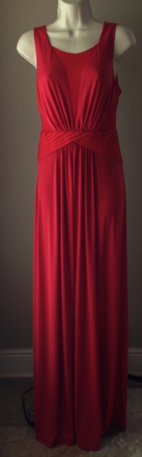 Gianni Bini SCARLET RED MAXI DRESS S NEW Long Gown SHEER INSETS Small NWT $139