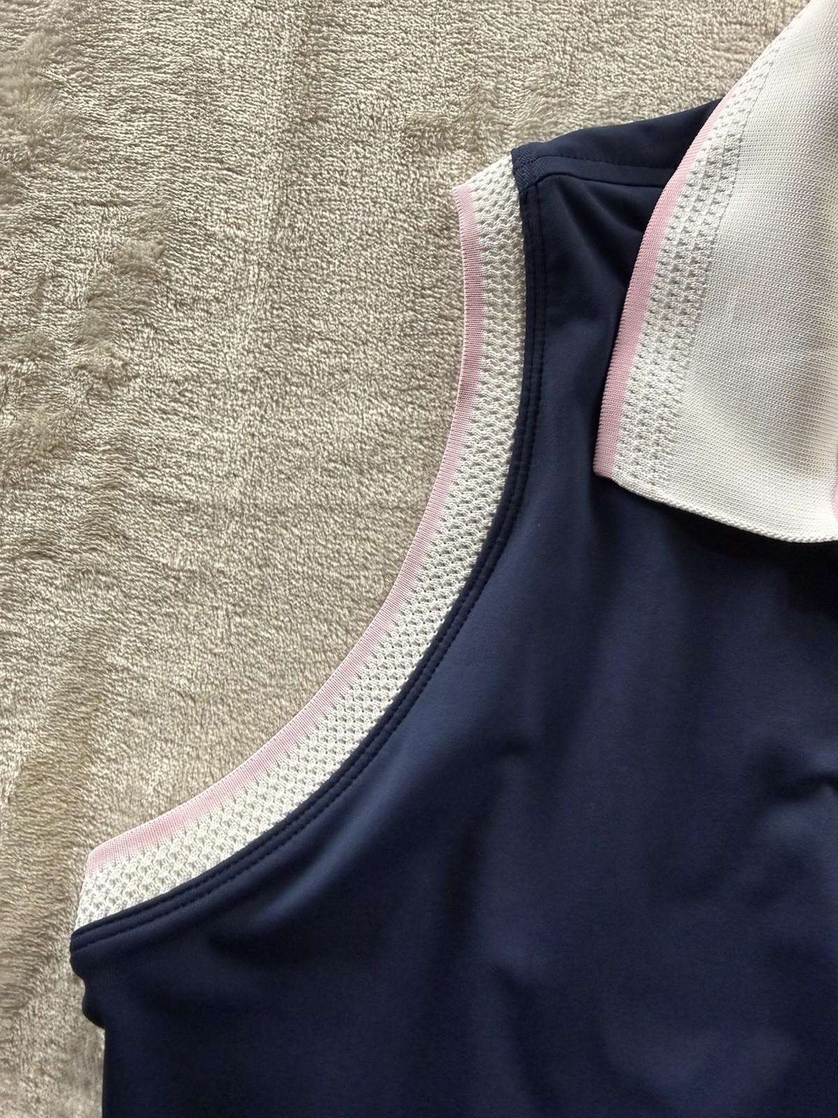 Lady Irish Peter Millar Notre Dame Navy Blue Collared Sleeveless Dress Size LG