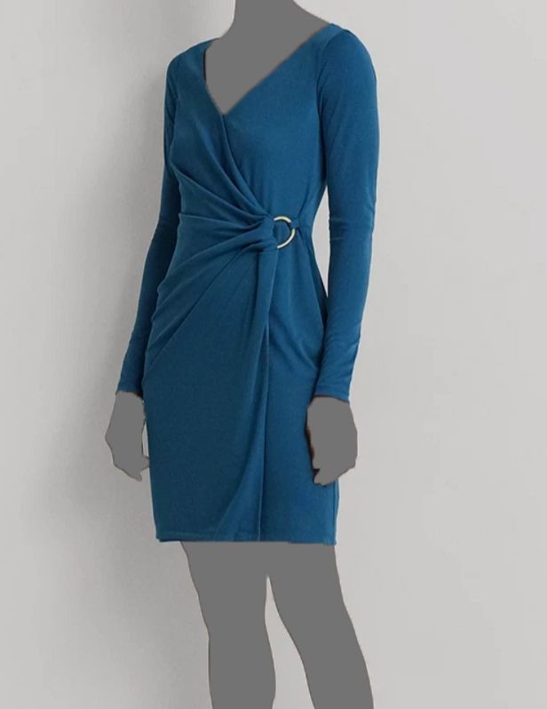 Lauren Ralph Lauren Women’s Blue Pleated Buckle One-Shoulder Dress Size 8