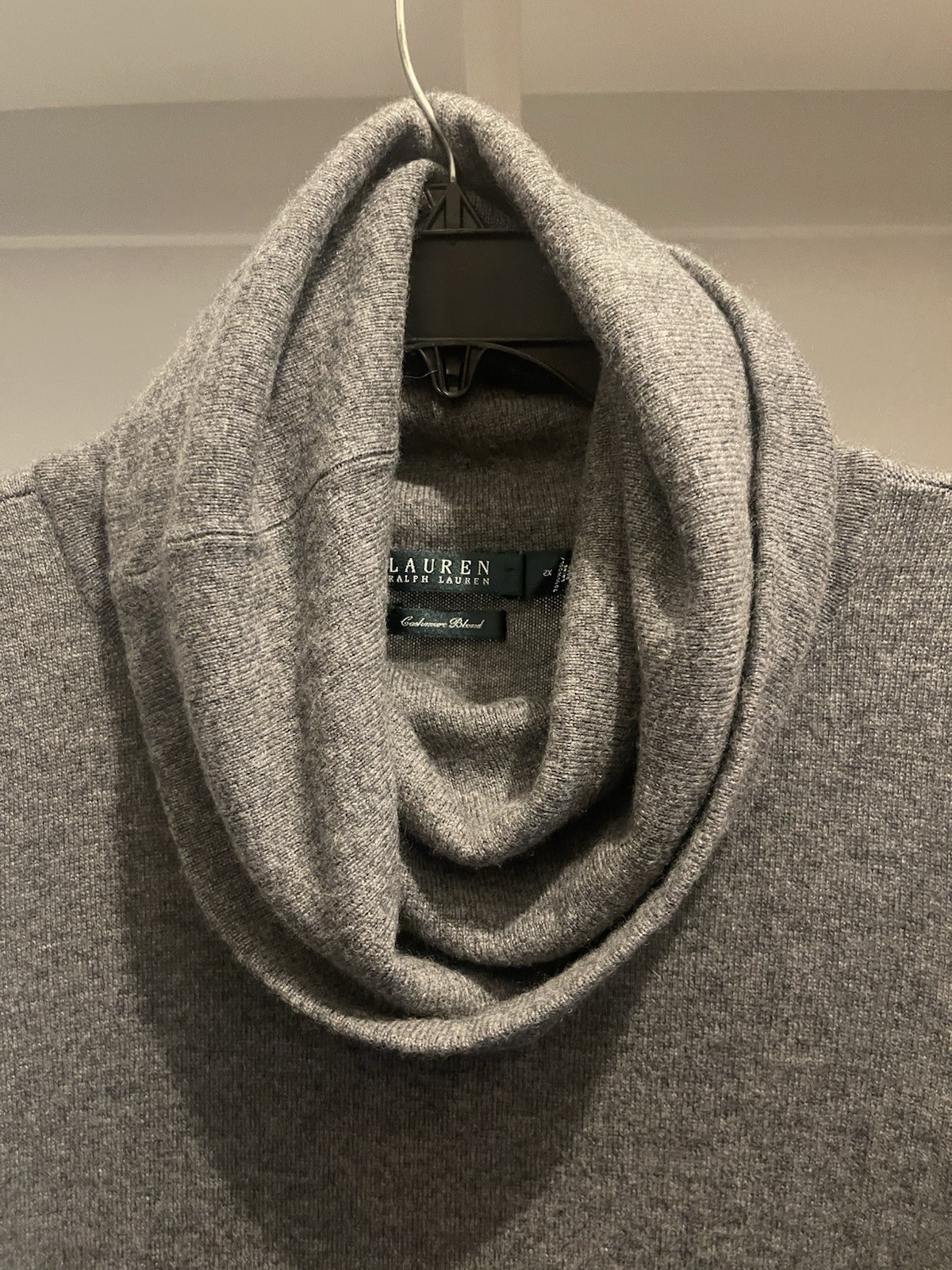 Ralph Lauren Grey sleeveless turtleneck sweater dress 2X wool & cashmere blend