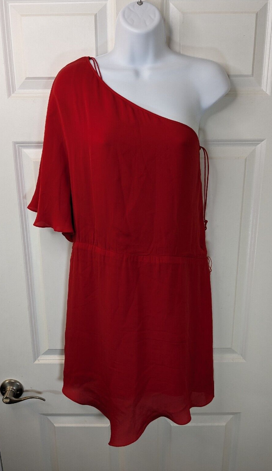 Haute Hippie, bare shoulder silk dress, red, size S
