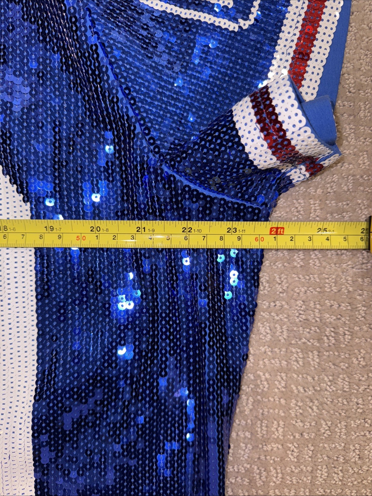 $220 NWT Queen Of Sparkles Sequin Jersey Dress 2XL Blue White Red College Sports