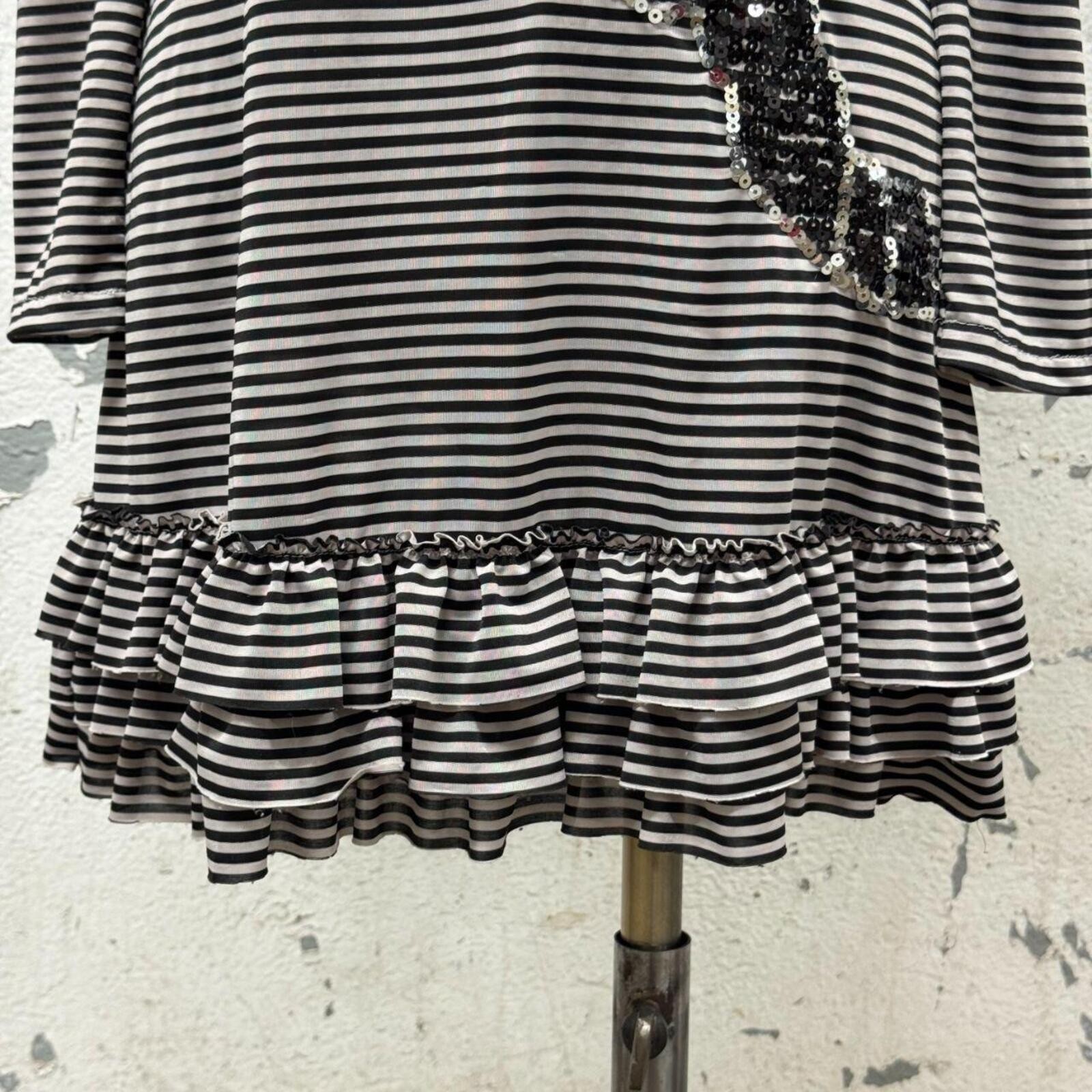 Y2K Vintage Sequin Bow Striped Mini Dress