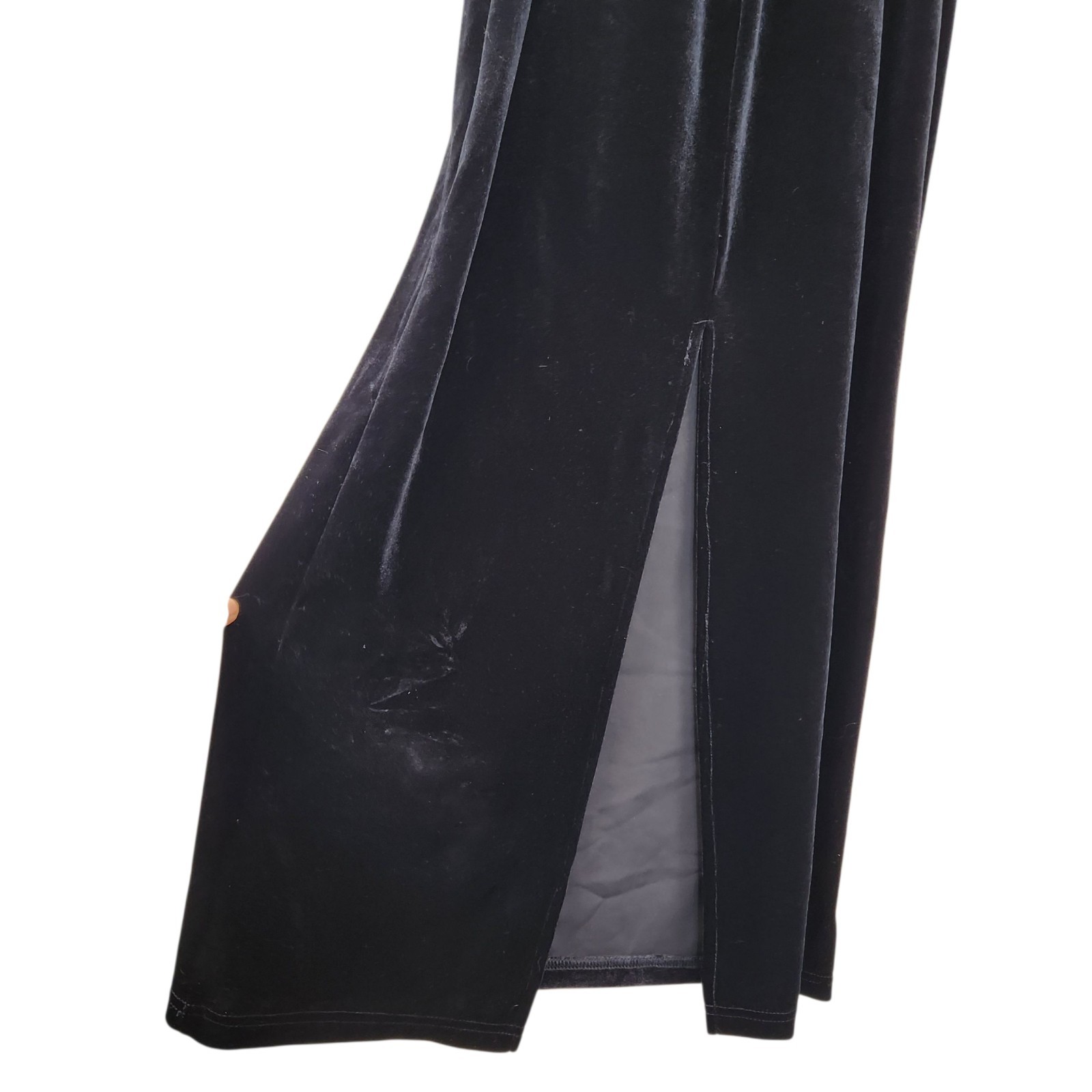 Vintage Jump Size 5 Whimsigoth Black Velvet Halter Fitted Maxi Dress Dark Fairy