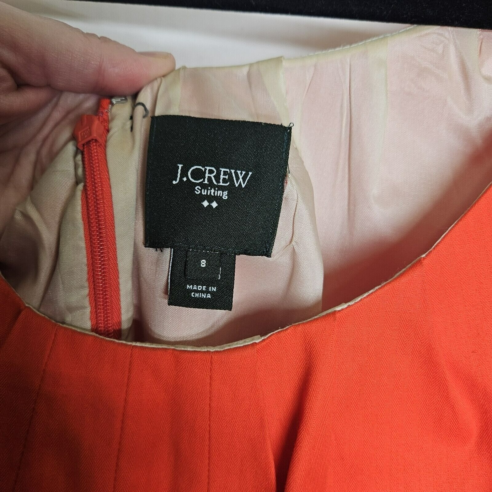 J. Crew Womens Pleated Dress Scoop Neck Cotton Sleeveless Orange Pockets Sz 8