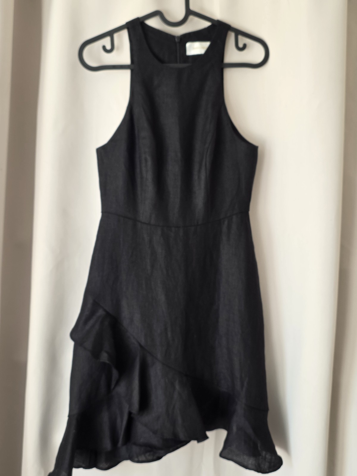 Zimmermann Bowerbird Flute dress black linen Size 0