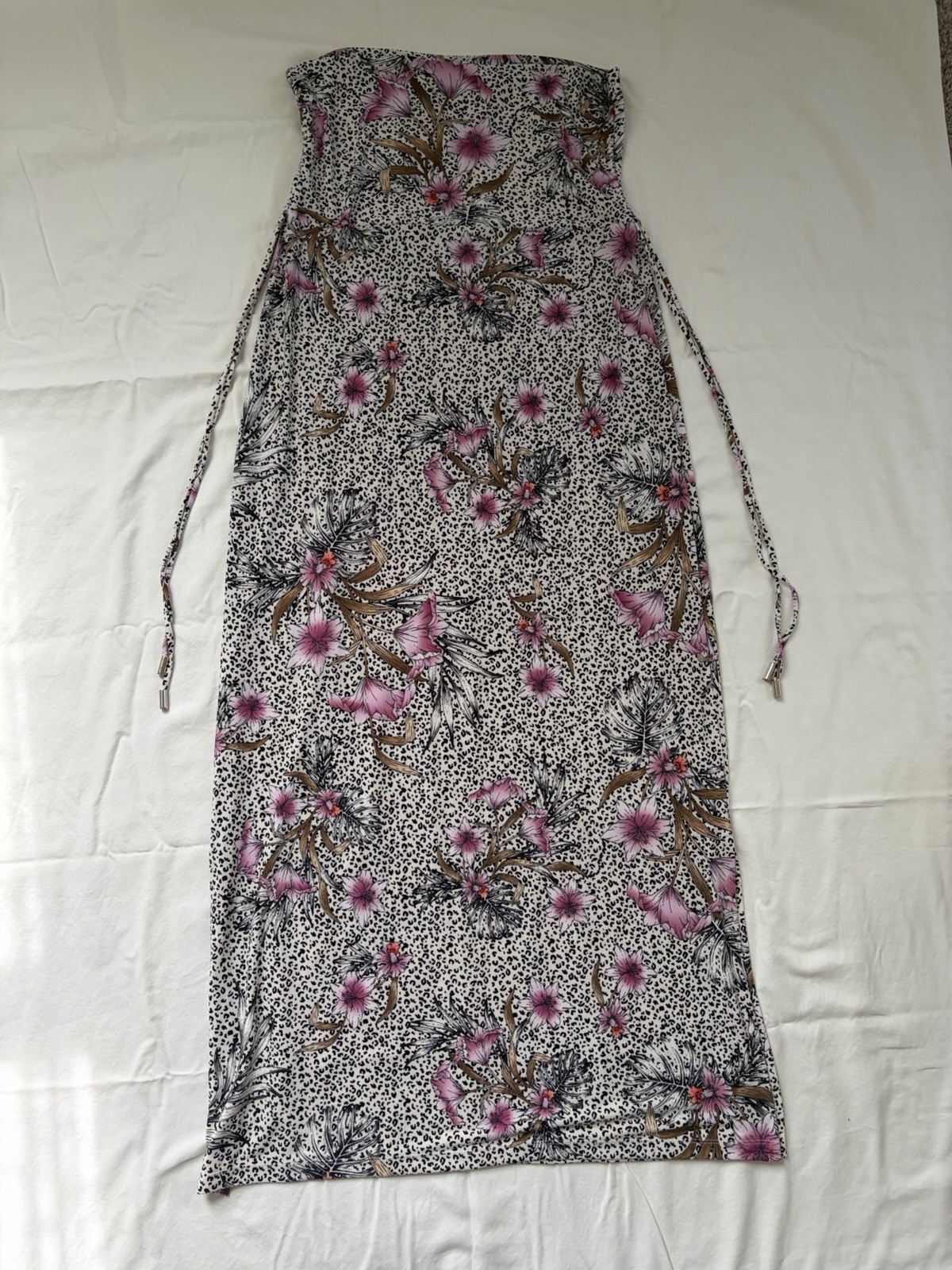 White House Black Market Floral Strapless Maxi Dress Size M