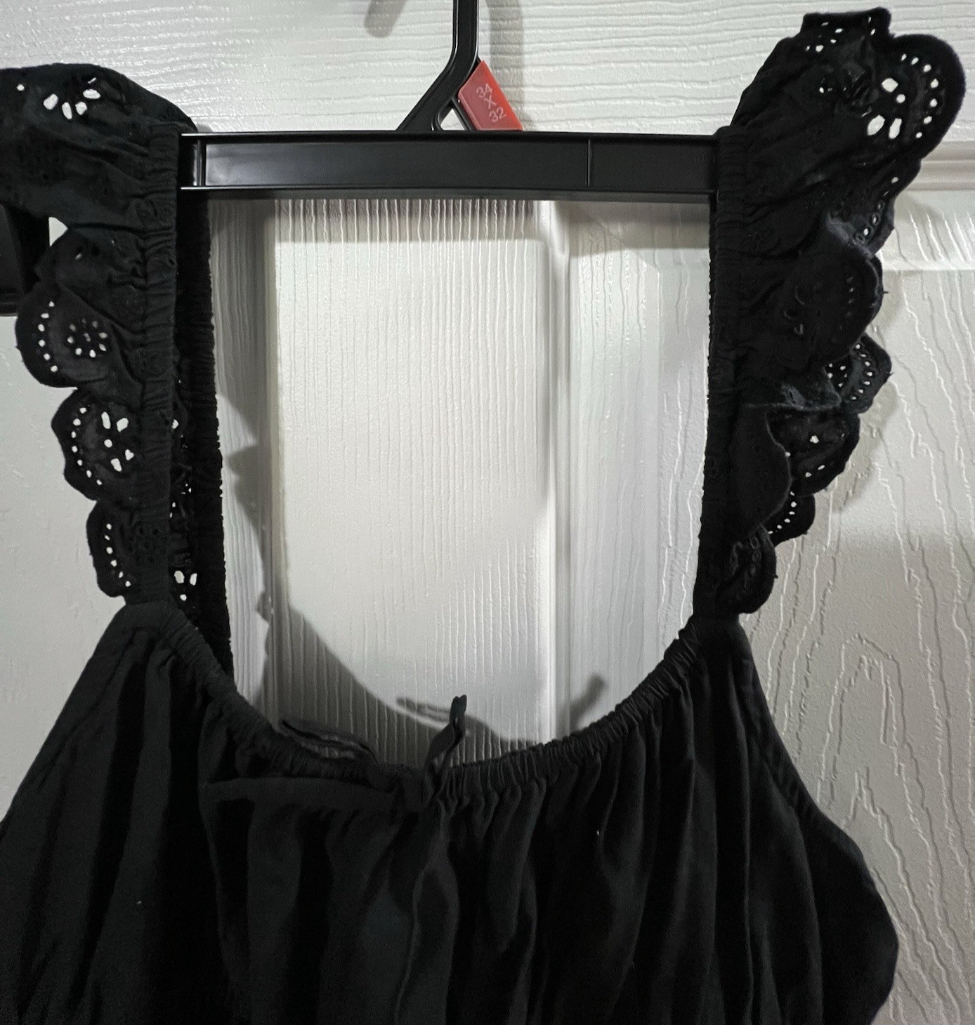 Nordstrom BP 100% Cotton Black Maxi Sundress w Eyelet Hem and Ruffled Straps. S