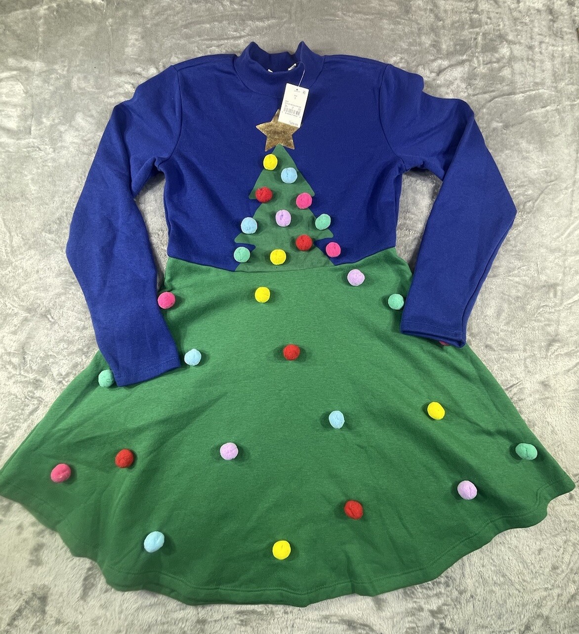 Mighty Fine Long Sleeve Dress Womens NWT Size SM Chirstmas Tree Dress Blue Green